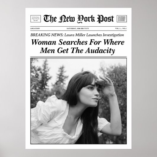 新聞パーソナライズされたトレンディープリントメンズ大胆 ポスター (正面)