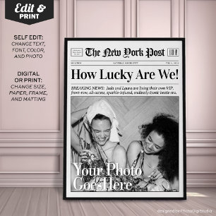新聞パーソナライズされたプリント「How Lucky We」 ポスター