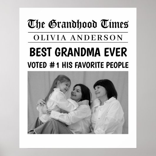 新聞パーソナライズされたポスター | 最高のおばあちゃん ポスター (正面)