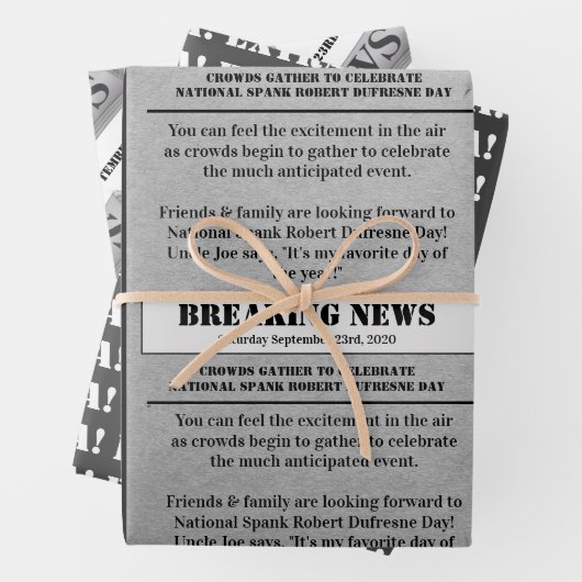 新聞パーソナライズされた特別日誌 ラッピングペーパーシート (インサイチュ)