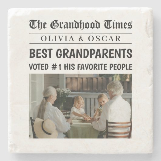 新聞パーソナライズされた | 最高の祖父母 ストーンコースター (正面)