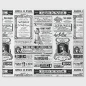 新聞ビクトリアンアンティークフランスの白黒 ラッピングペーパー (フラット)