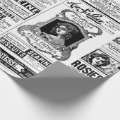 新聞ビクトリアンアンティークフランスの白黒 ラッピングペーパー (角)