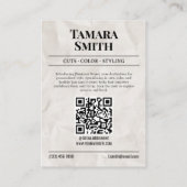 新聞ビジネスカード、美容師スペシャリスト コーリングカード (裏面)