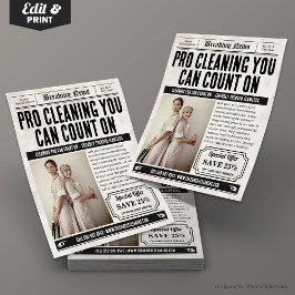 新聞フライヤー、レトロホームクリーニングサービス チラシ