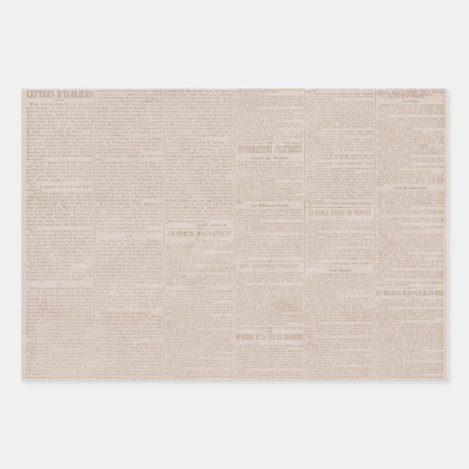 新聞フランスのストライプヴィンテージクラフトデコパージュ ラッピングペーパーシート (正面)
