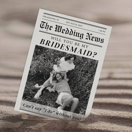新聞ブライドメイドメイド・オブ・オーナー(花嫁付き添い人)案 招待状