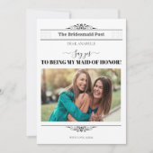 新聞ブライドメイド提案書レトロスクリプトフォント 招待状 (正面)