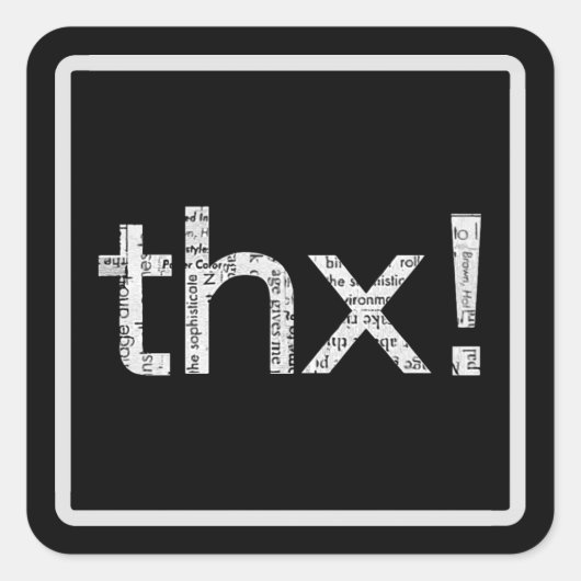 新聞プリント「THX」タイポグラフィシール スクエアシール (正面)