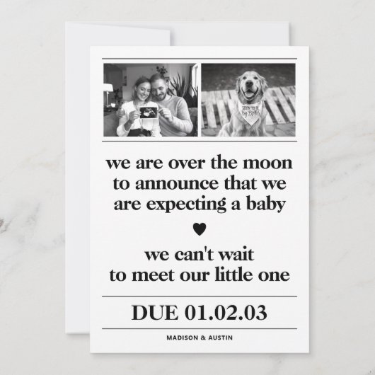 新聞ベビー発表妊娠の暴露 案内状 (裏面)