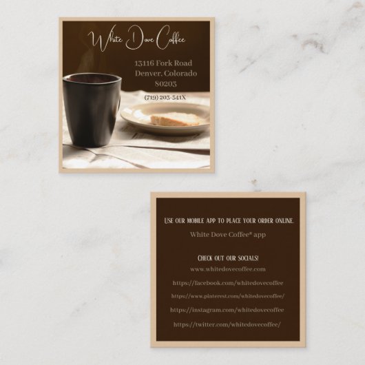 新聞マグカップ&パンカフェバリスタコーヒー スクエア名刺 (正面/裏面)