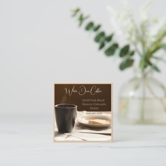 新聞マグカップ&パンカフェバリスタコーヒー スクエア名刺 (スタンド正面)