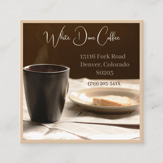 新聞マグカップ&パンカフェバリスタコーヒー スクエア名刺 (正面)