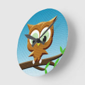 新聞マンガフクロウ ラウンド壁時計 (傾斜)