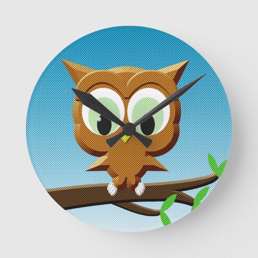 新聞マンガフクロウ ラウンド壁時計 (正面)