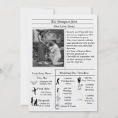 新聞ミニマルの結婚式の脚本は日付を保存 招待状 (裏面)