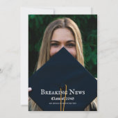 新聞モダンタッセル2写真卒業パーティー 招待状 (裏面)