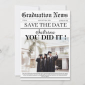 新聞モダン卒業ユニーク写真 セーブザデート (正面)