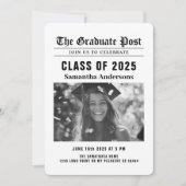 新聞モダン卒業写真 招待状 (正面)