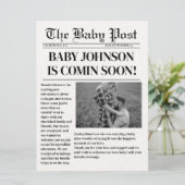 新聞モダン妊娠ベビー発表 招待状 (スタンド正面)