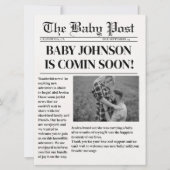 新聞モダン妊娠ベビー発表 招待状 (正面)