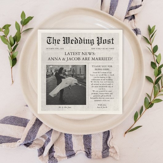 新聞ユニークおもしろい事実写真結婚の スタンダードカクテルナプキン