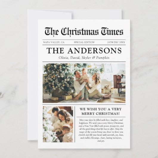 新聞ユニークおもしろい何A年の写真クリスマス シーズンカード (正面)