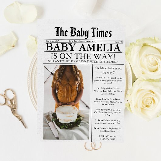 新聞ユニークおもしろい写真エステティック赤ちゃんシャワー 招待状