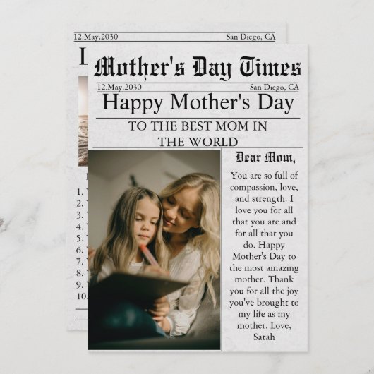 新聞ユニークおもしろい写真ハッピーマザーズデイカード カード (正面/裏面)