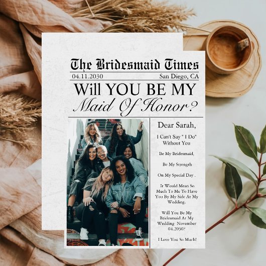 新聞ユニークおもしろい写真メイド・オブ・オーナー(花嫁付き添い人)案 招待状