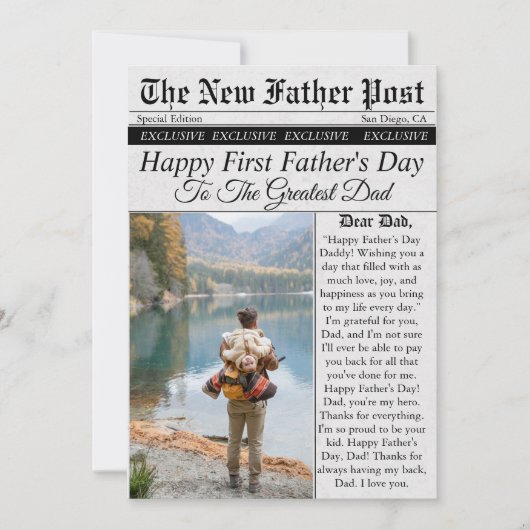 新聞ユニークおもしろい写真父の日 カード (正面)