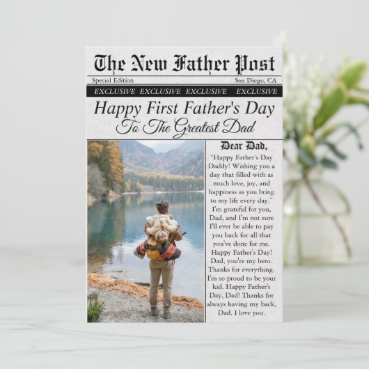 新聞ユニークおもしろい写真父の日 カード (スタンド正面)