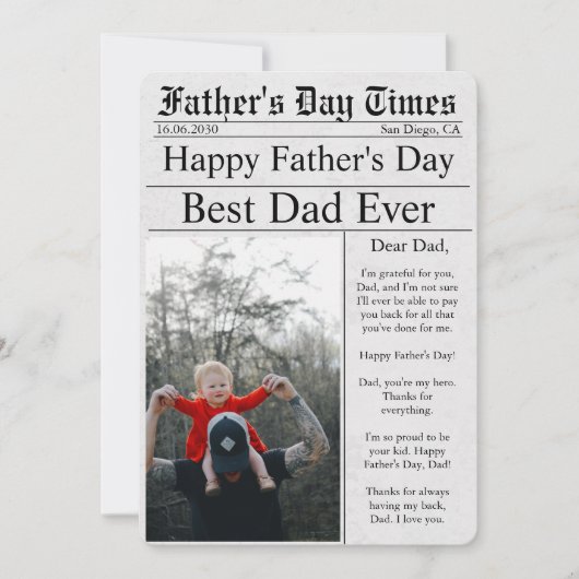 新聞ユニークおもしろい写真父の日 カード (正面)