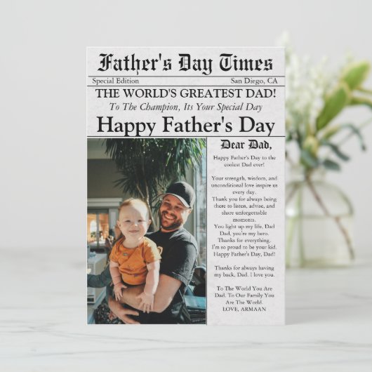 新聞ユニークおもしろい写真父の日 カード (スタンド正面)