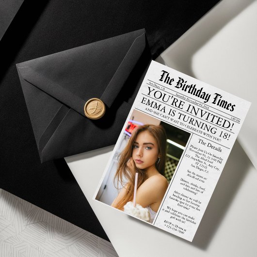 新聞ユニークおもしろい写真18th誕生日パーティー 招待状