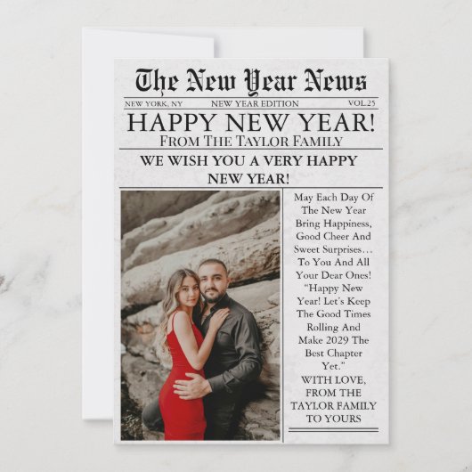 新聞ユニークおもしろい写真2025年新年おめでとう シーズンカード (正面)