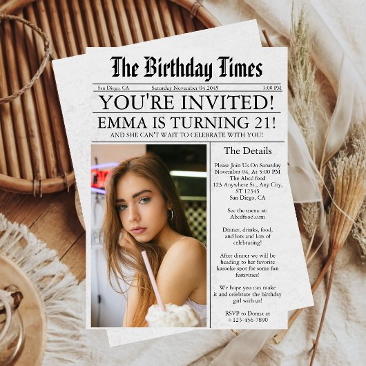 新聞ユニークおもしろい写真21歳の誕生日パーティー 招待状