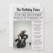 新聞ユニークおもしろい写真26th誕生日パーティー 招待状 (正面)