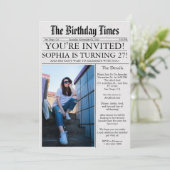 新聞ユニークおもしろい写真27th誕生日パーティー 招待状 (スタンド正面)