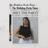 新聞ユニークおもしろい写真27th誕生日パーティー 招待状 (正面/裏面)
