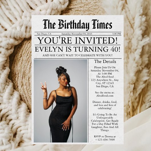 新聞ユニークおもしろい写真40歳の誕生日パーティー 招待状
