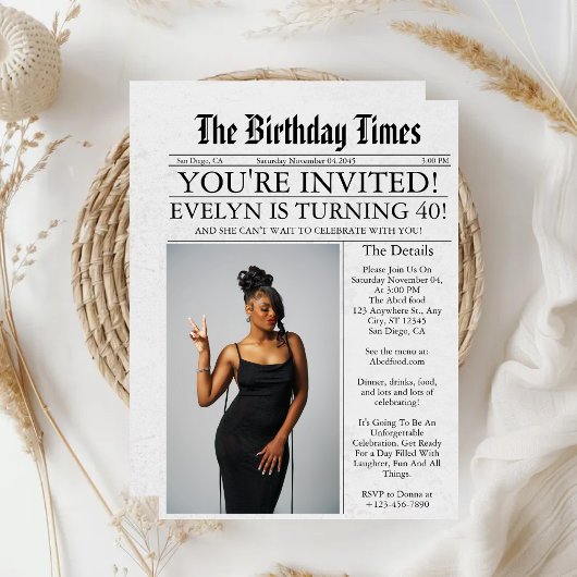 新聞ユニークおもしろい写真40歳の誕生日パーティー 招待状