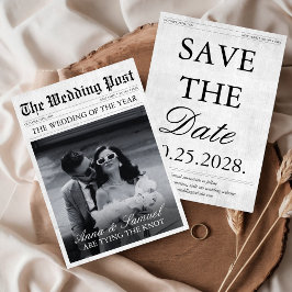 新聞ユニークおもしろい写真Save the Date 結婚's 招待状