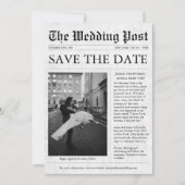 新聞ユニークおもしろい写真Save the Date 結婚's 招待状 (正面)