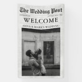 新聞ユニークおもしろい写結婚真の歓迎サイン 横断幕 (縦)