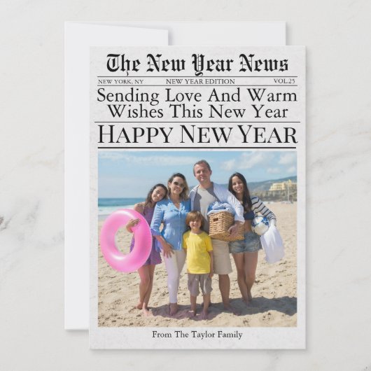 新聞ユニークおもしろい2025年新年 シーズンカード (正面)