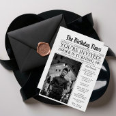 新聞ユニークおもしろい40th誕生日フォトパーティー 招待状