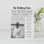 新聞ユニークおもしろい60th誕生日写真パーティー 招待状 (スタンド正面)