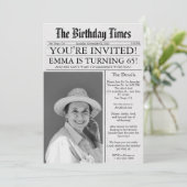 新聞ユニークおもしろい65th誕生日写真パーティー 招待状 (スタンド正面)