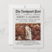 新聞ユニークとメリークリ結婚したスマスカード (正面)